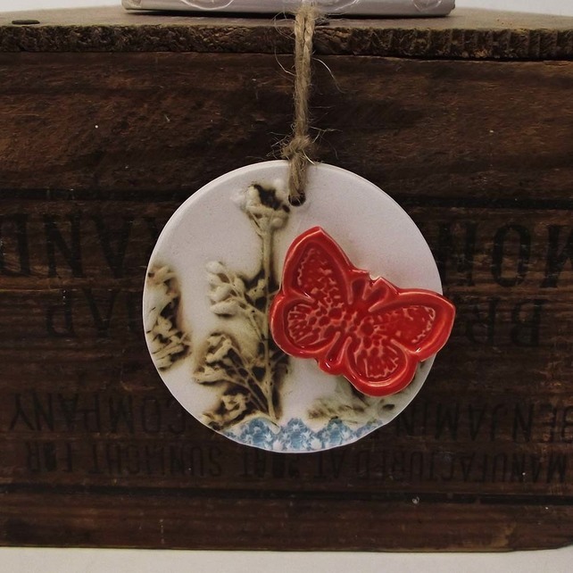Ceramic butterfly necklace